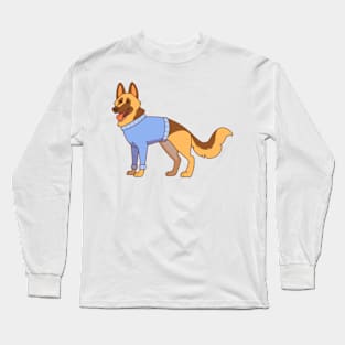 German shepherd wearing a blue sweater Long Sleeve T-Shirt